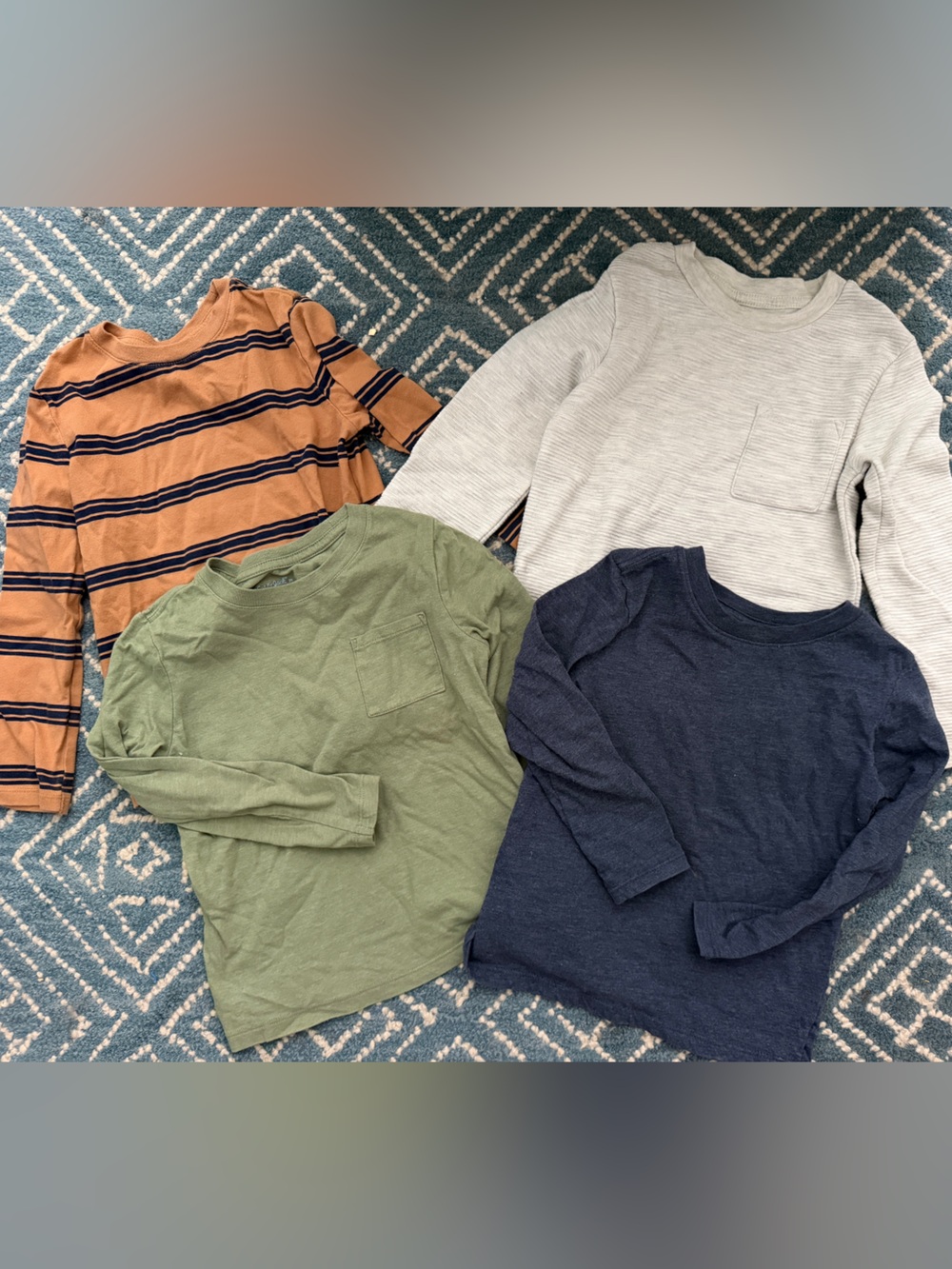 Cat & Jack long sleeve shirts - Navy, Olive, Light Gray, Rust Stripe